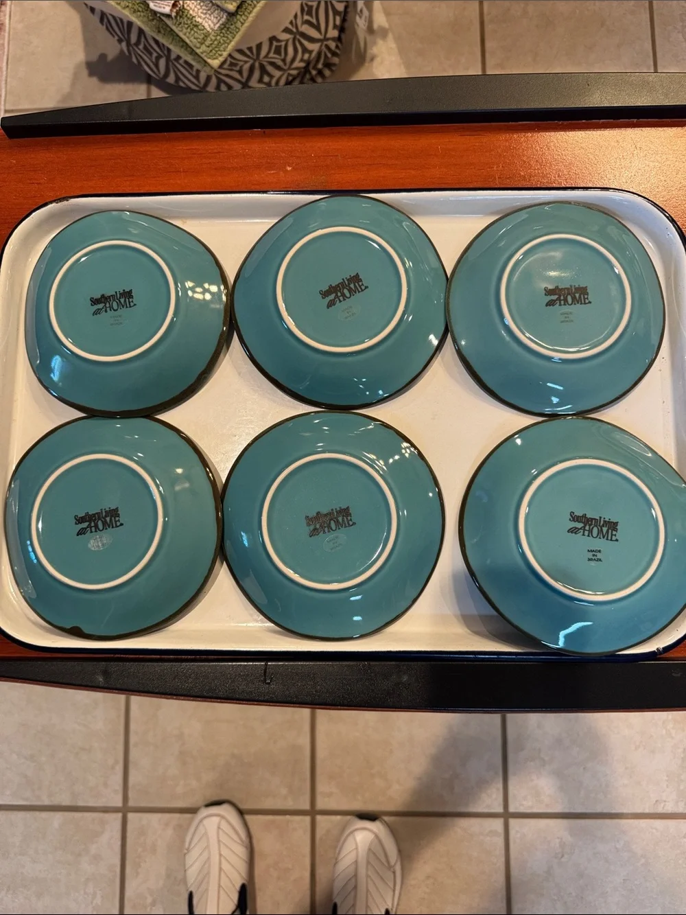 Southern Living At Home Teal Ceramic Dessert Bowls - Set of 6